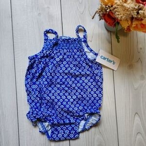 Carter's blue ruffle baby bodysuit 3 mo NWT